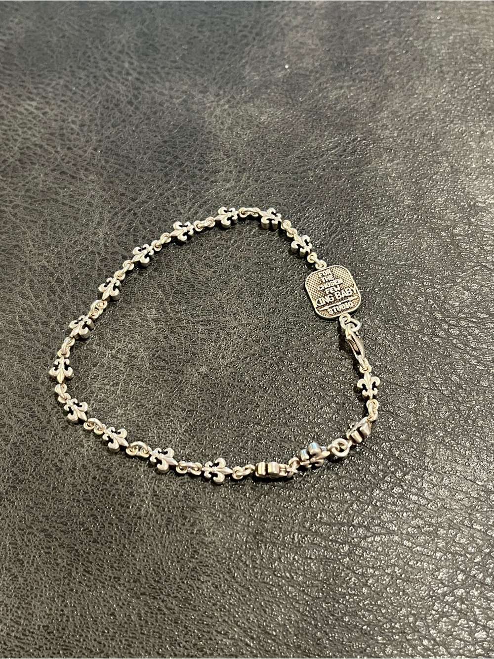 King Baby Studio 925 Silver Fleur de Lis Link Bracelet with Tag